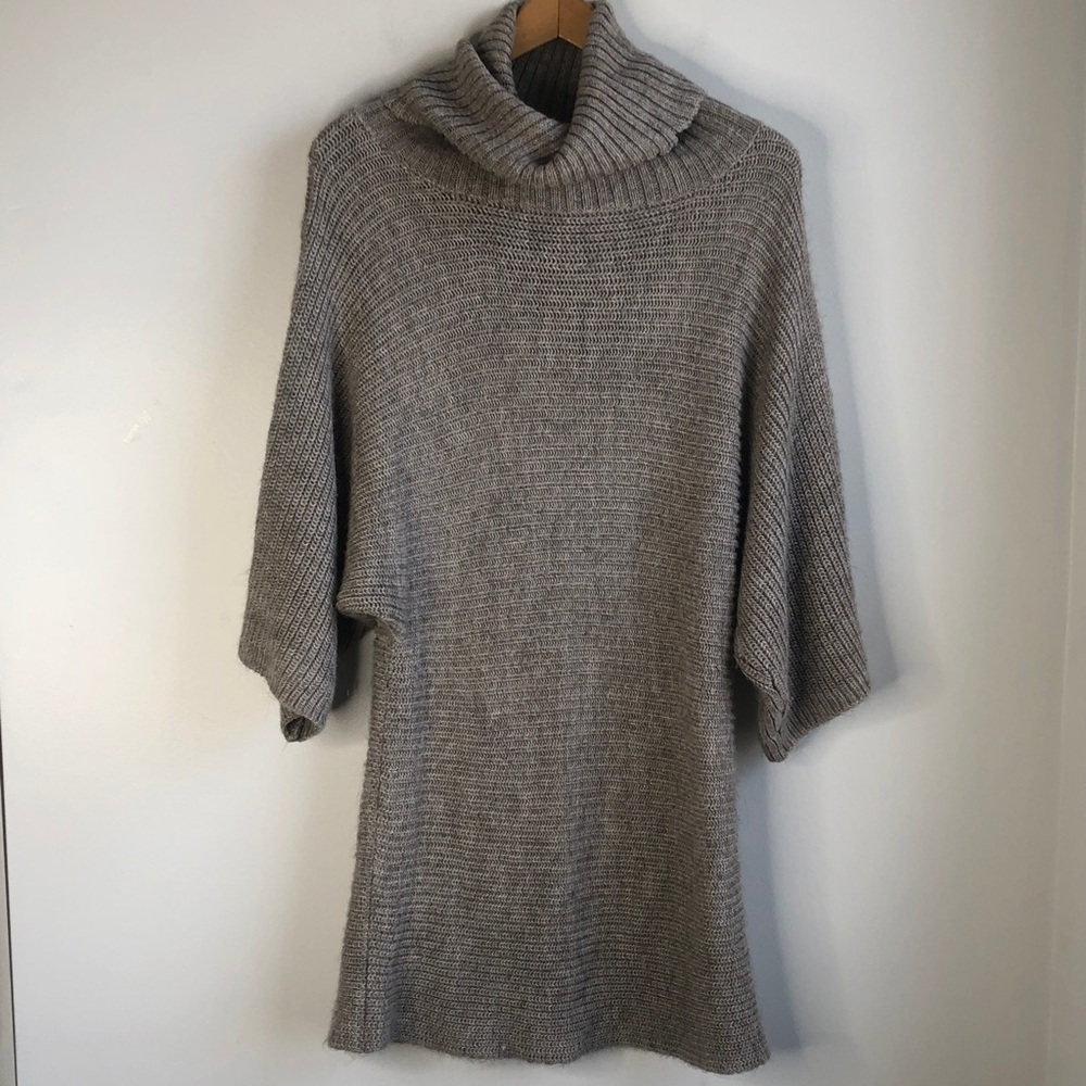Kenzie alpaca blend tan ribbed Knit Sweater dress